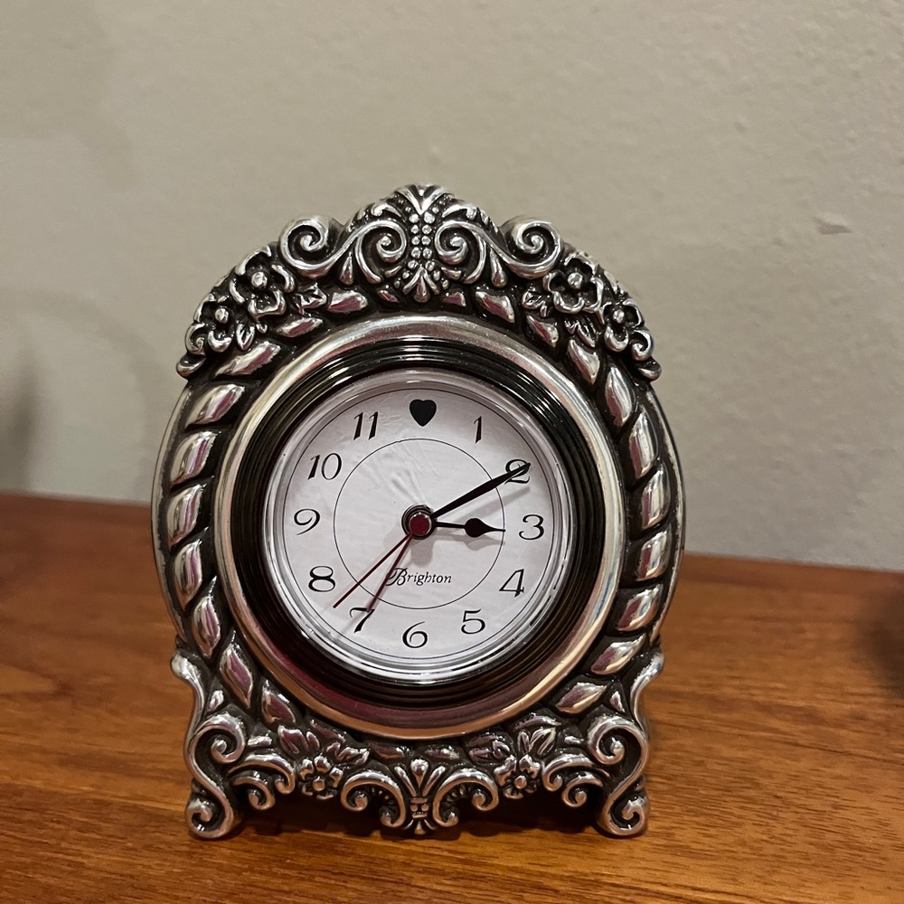 Brighton Silver Ornate table top Clock